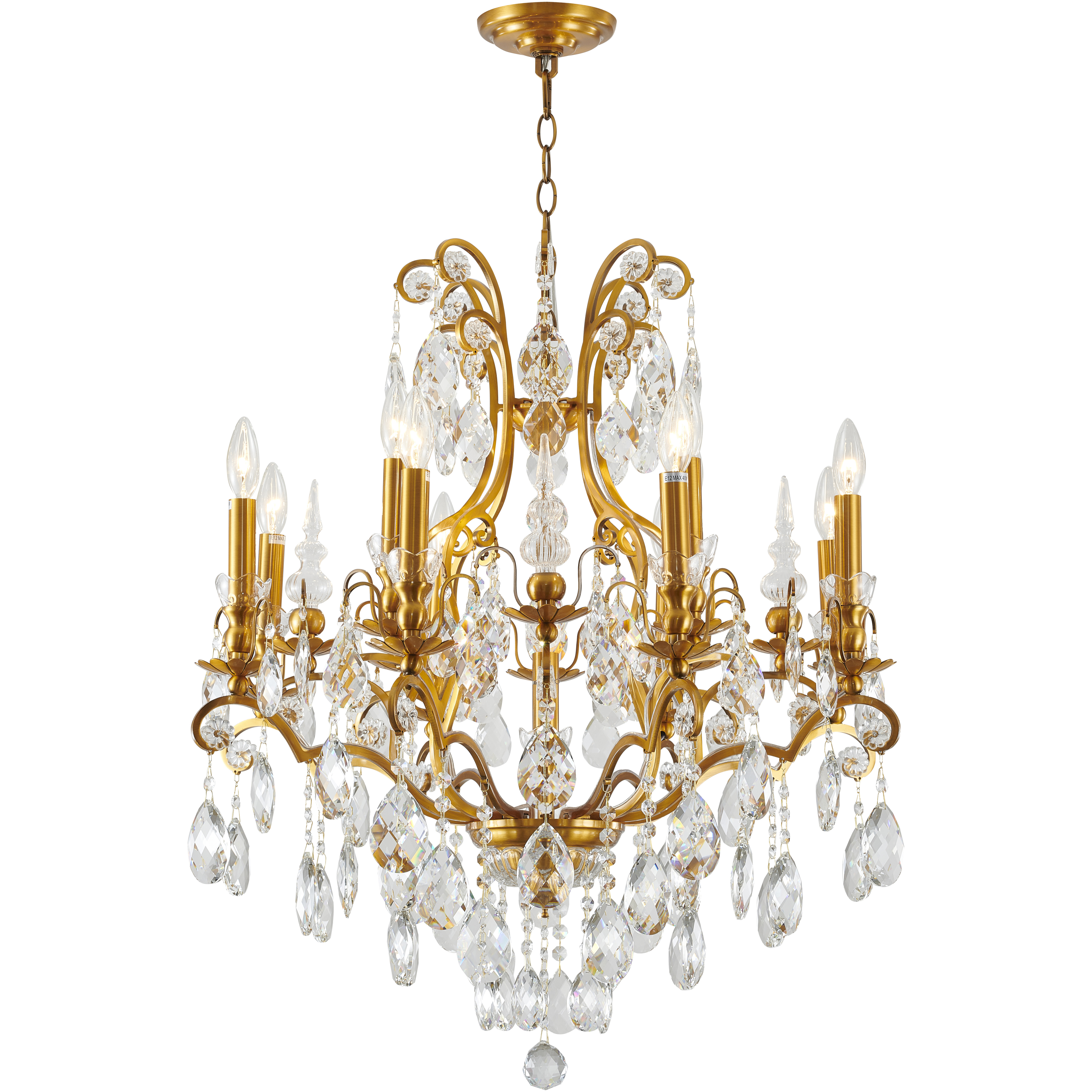 Canada LED 29.5 inch Antique Brass Chandelier Ceiling Light, Gold Frame